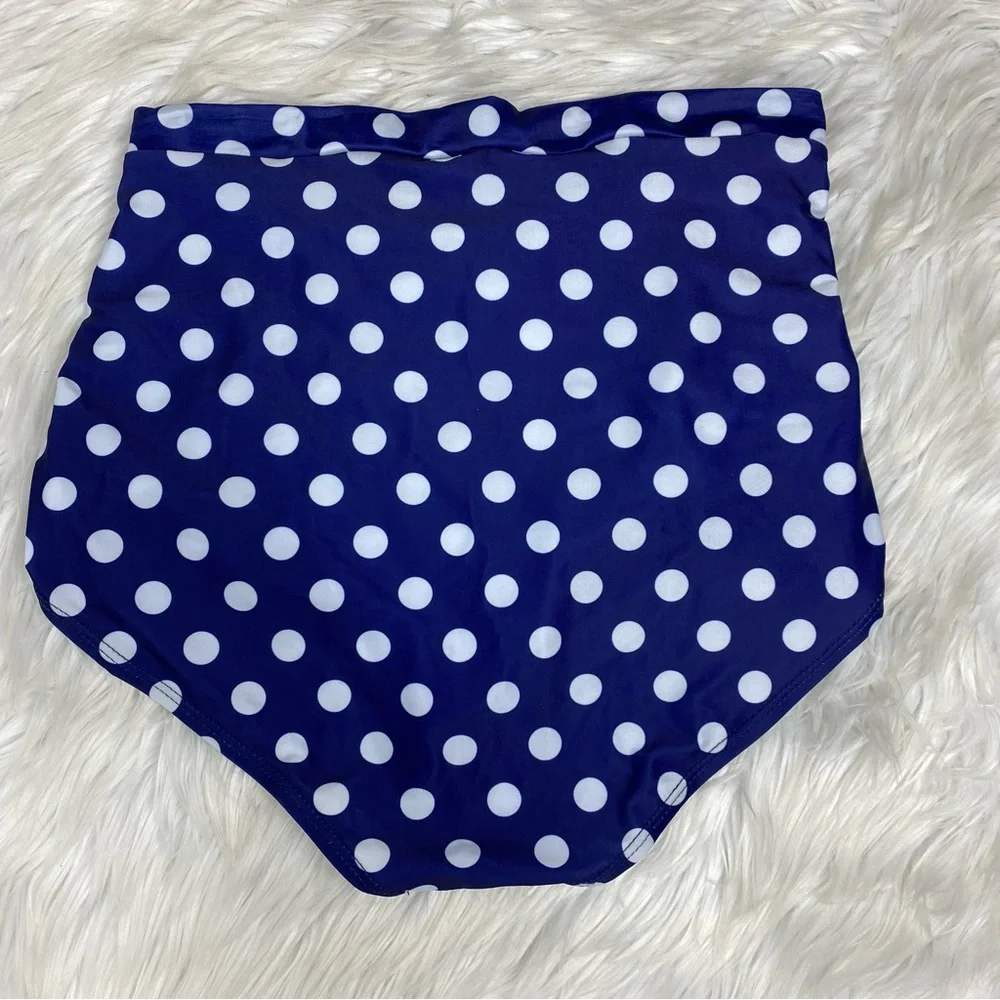 Aixy Women’s NWT Two Piece Retro High Waisted Polka Dot Bikini Swimsuit - Picture 10 of 16
